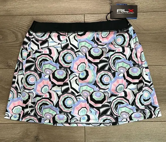 RLX Ralph Lauren 14" Pleated Multicolor Umbrella Print Golf Skirt Size Small Pink