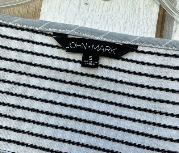 John Mark NEW Patchwork Floral Stripes Short Sleeve Tunic Top Women's Size Small