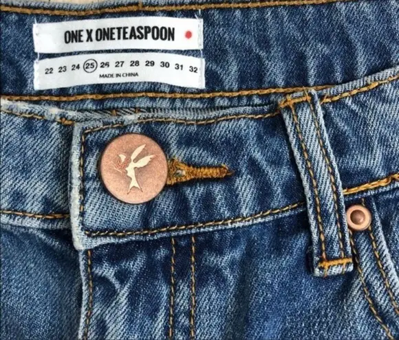 One Teaspoon NEW  Blue Buoy Awesome Baggies Jeans Sz 25 Ripped Booty Flirty