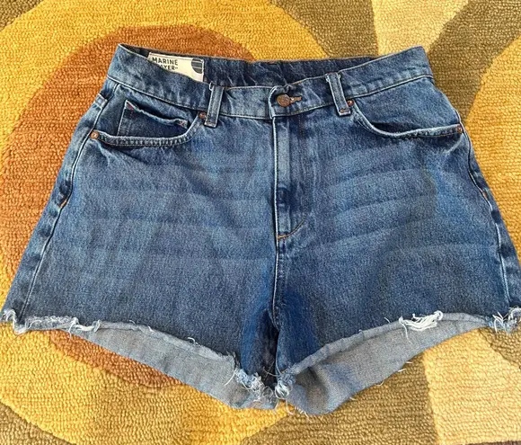 Marine layer Sasha Denim Short High Waisted Jean Shorts Frayed Size 29 Waist - Image 1