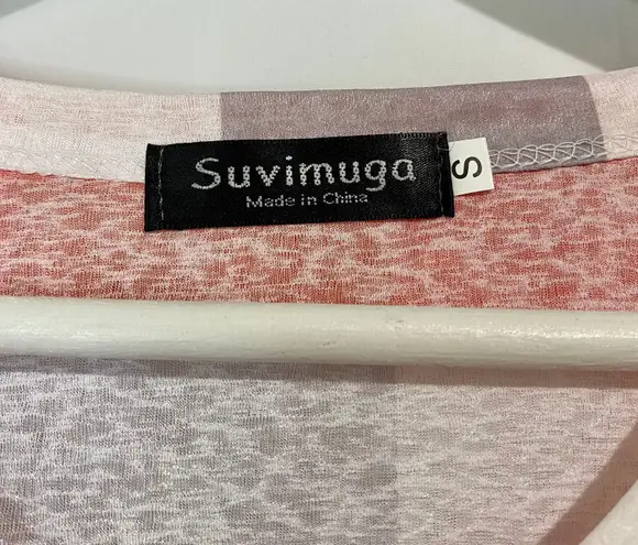 Suvimuga Women’s Long Sleeve V Neck Plaid Print Tee Shirt Red Grey & White NWOT