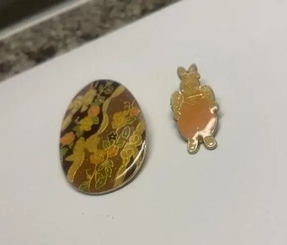 Lot Of 2 Easter Holiday Costume Brooch Pin Easter Egg / Bunny Enamel