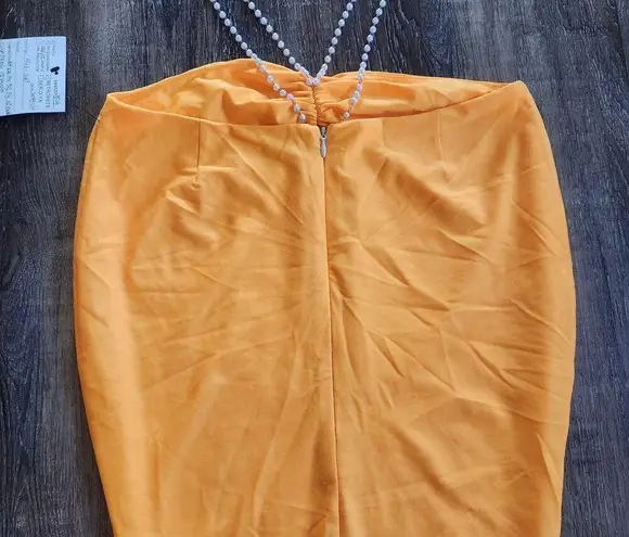 Retrofête Retrofete Orange Maxi Dress Pearl Halter Size Small Sample