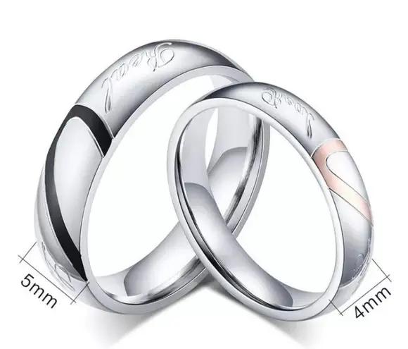 2pcs Heart Shaped Couple Rings