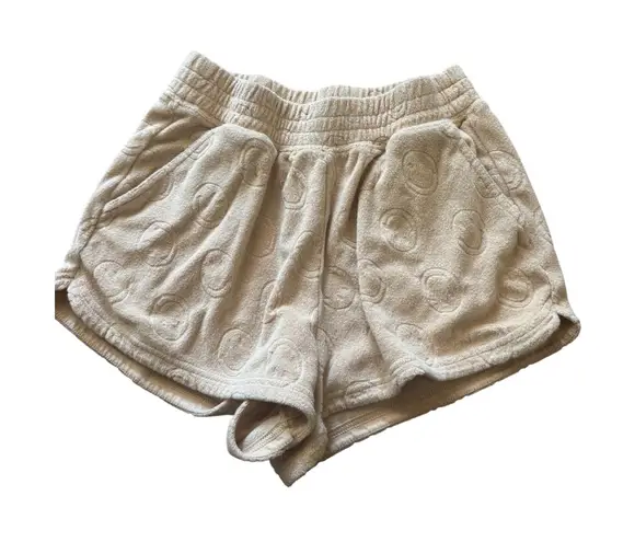Offline by Aerie Beige Smiley Face Terry Cloth Lounge Shorts XS Tan