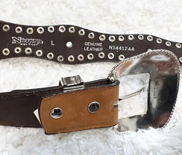 Nocona cow hide leather studded women’s western belt brown tan silver large