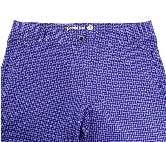 Betabrand Yoga Pants Straight Leg Blue Periwinkle pink Pattern Print Size M