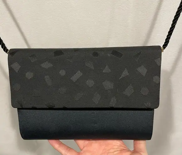 Whiting & Davis Vintage 70’s-80’s Saks Fifth Ave black silk geometric envelope crossbody bag
