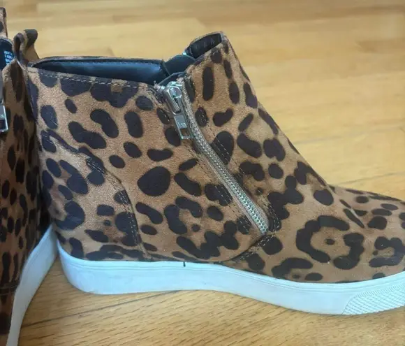 Y2K Cheetah Print Wedged Platform Sneakers with zipper detail Brown Size 8.5