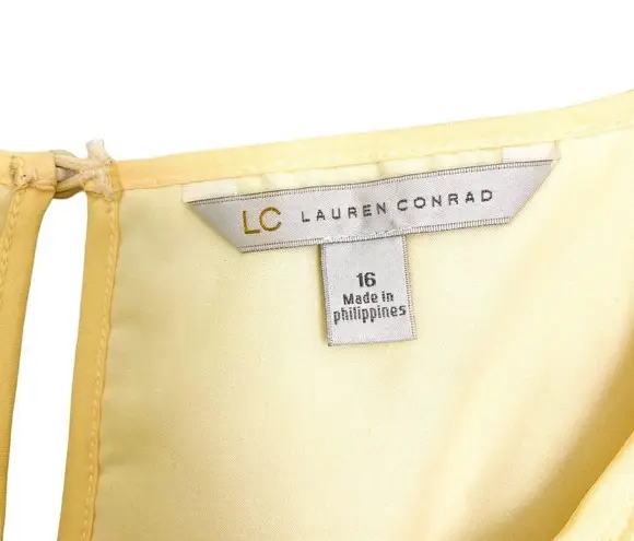 LC Lauren Conrad Lauren Conrad Pastel Yellow Floral Embroidered Sleeveless Short Dress Size 16