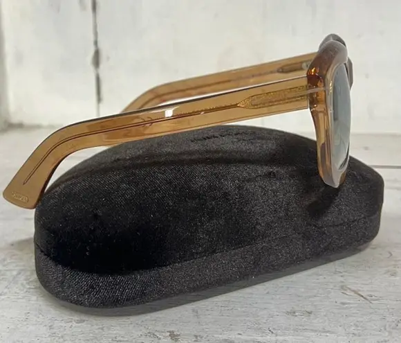 Tom Ford FT0582 45P Shiny Light Brown Mirror Green Lens Julia Square Sunglasses