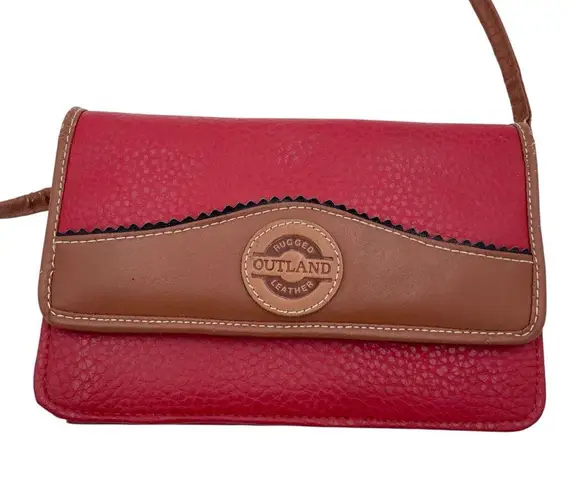 Michael Stevens Rugged Outland Leather Purse Red Brown Crossbody Mini Bag Wallet