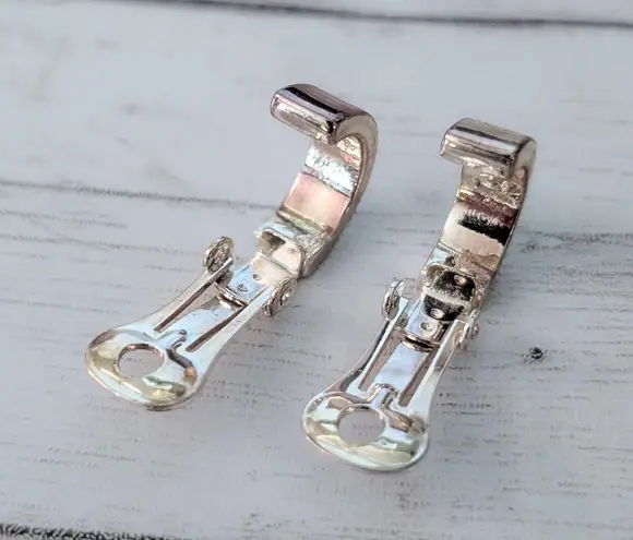 Vintage Clip On Earrings Silver Tone Hoops