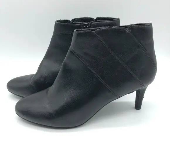 Kelly & Katie Womens Adeelah Ankle Booties Heel Faux Leather Zipper Black Size 9