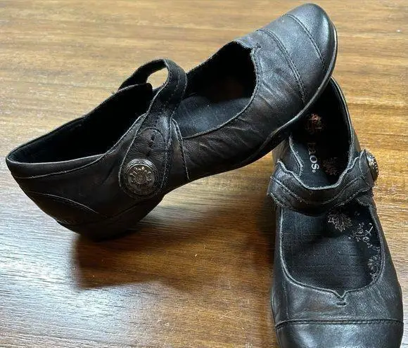 Taos Applause Women’s Leather Black Size 7 Mary Jane Loafer Strap Slip On Shoe