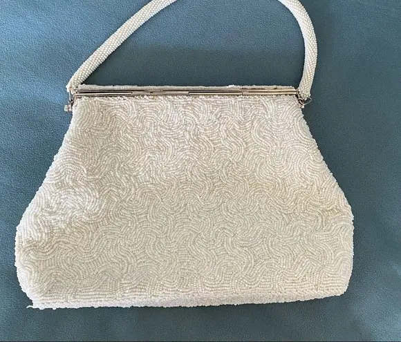 Vintage Beaded Evening Bag White