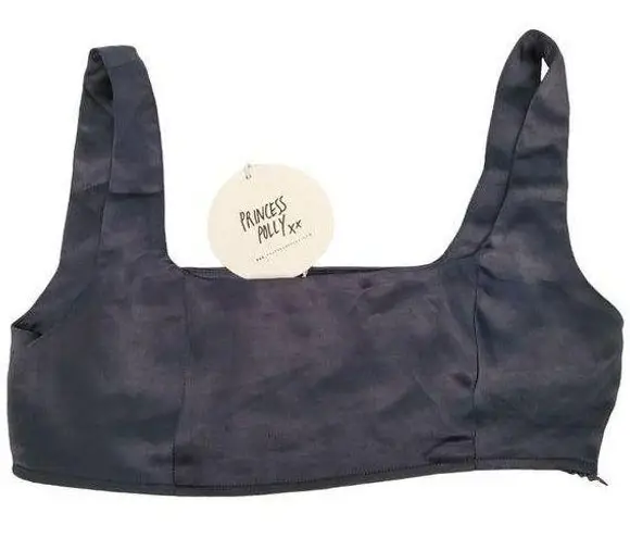 Princess Polly Womens Huxley Top Black/ Navy NWT US 8 Crop Top Bra Top #163017