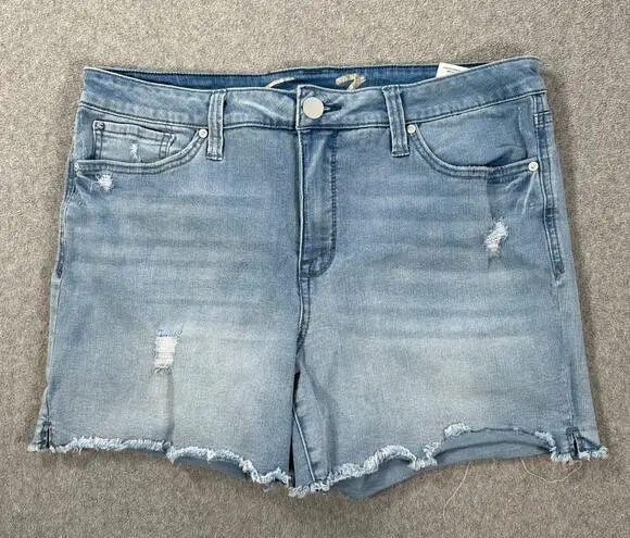 Seven7 Jeans Weekend Short WOmen's 16 Blue Denim Cut Off Distressed 4.5" Inseam