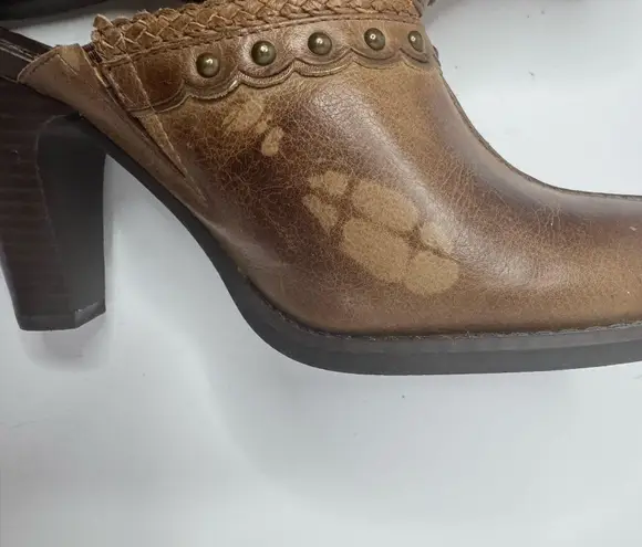 Bare Traps 'Expert' Brown Leather Mules Size 7.5M