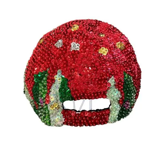None Sequin All over Christmas Tree Stars Ornaments Glam Bling Baseball Cap Hat