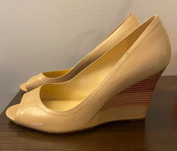 Kate Spade Patent Leather Peep-toe Wedges