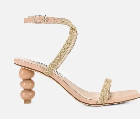 Anthropologie Caverley Jamie Heels Raffia Natural Nude Shoes Size 39 / 9