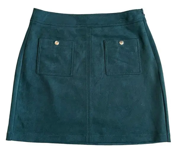 Loft Women’s Faux Suede Green Shift Skirt Size 10 Pockets