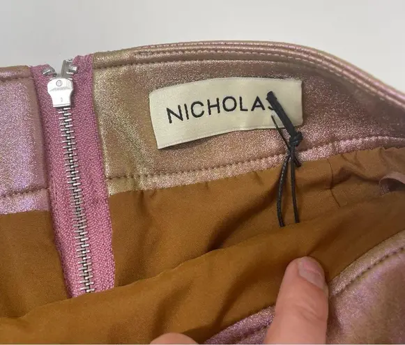 Nicholas Sofie Metallic Rose Wrap Style Lace Up Mini Skirt Size 4