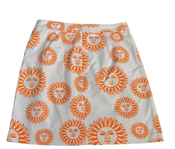 J. McLaughlin  Orange & White Sun Skirt Size 8