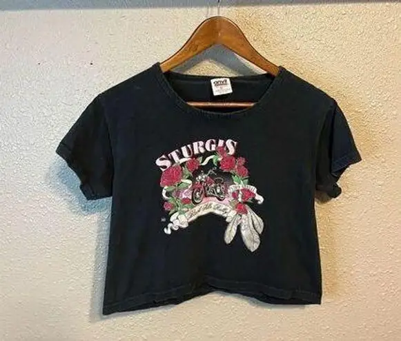 American Vintage Vintage 90’s Sturgis Bike Rally Crop Top Baby Tee Size Medium