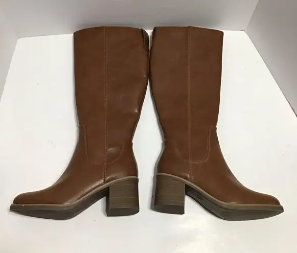 Universal Threads Universal Thread Womens Brown Leather Side Zip Block Heel Boots Size 6.5