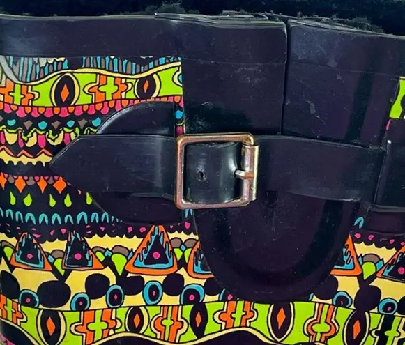 The Sak Sacroot Rain Boots Peace Love Boho Chunky Black Multi Women’s Size 7M