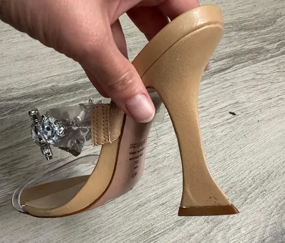 Schutz Laureen Light Nude Vinyl and Rhinestone High Heel Sandals