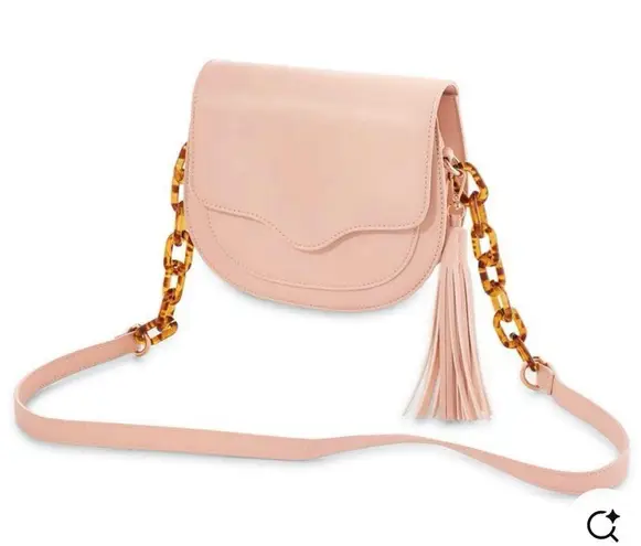 Mud Pie Pink flap crossbody purse w/tassel