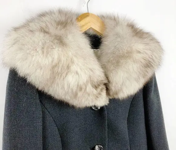 Vintage 1950s Claire Dratch Bethesda Fox Fur Collar Virgin Wool Jacket Coat S