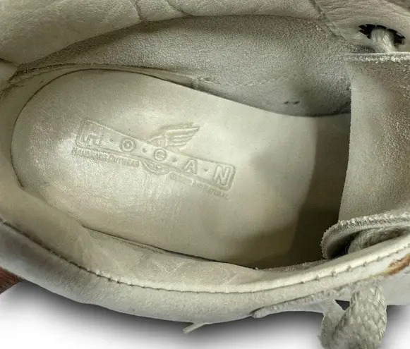 Hogan Leather Polacco Traditional Mid Lace Up Shoes Booties Off White Size 5.5