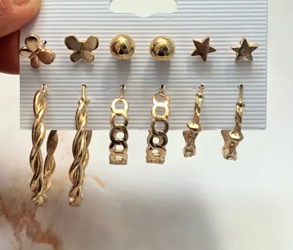 Gold Studs And Gold Hoops Set