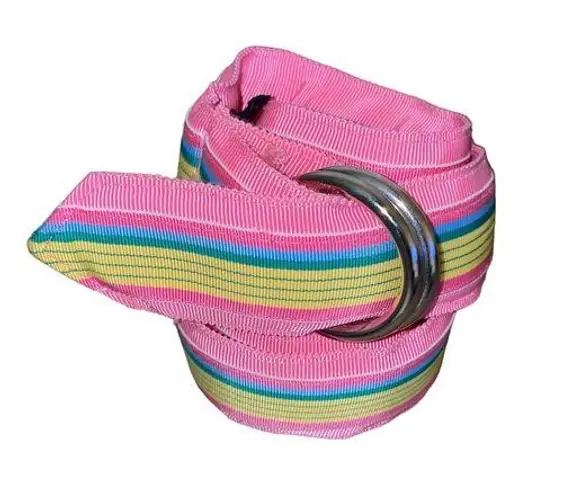 CK Bradley Barbiecore striped Preppy belt with silver D