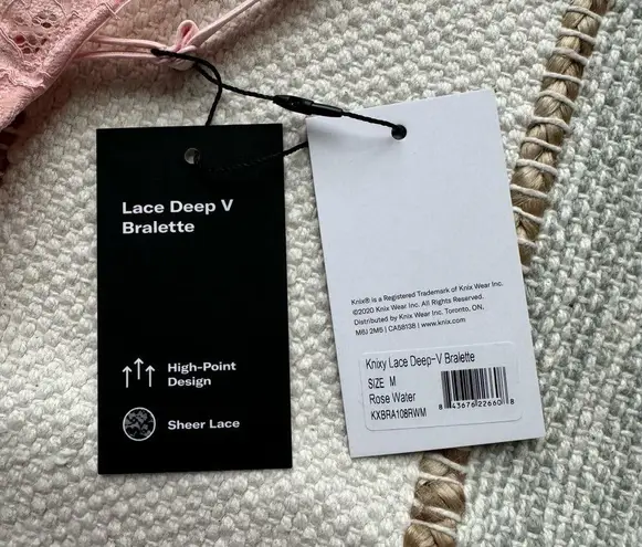 Knix Lace Deep V Bralette Bra Rose Water Pink Women’s Size Medium