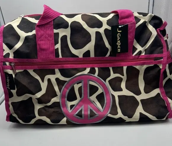 J Garden Giraffe Peace Print 19 in Long Lightweight Overnight Duffel Bag