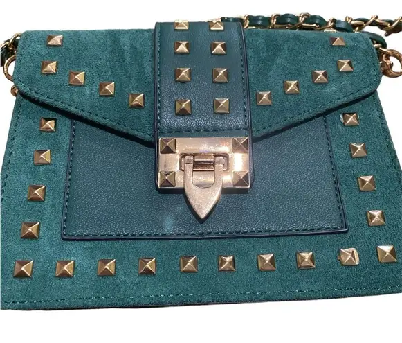 Green and gold studded crossbody