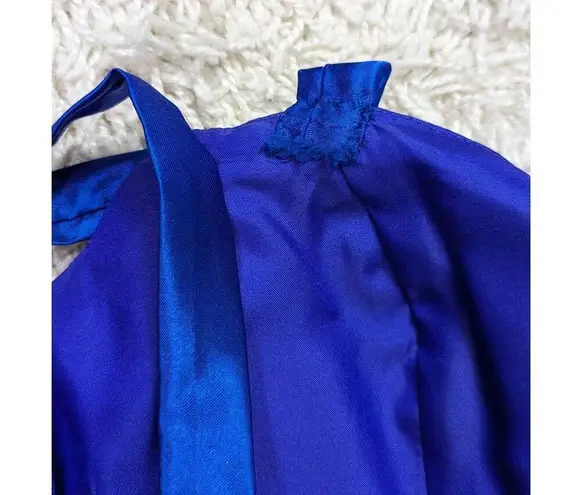 Jazz Couture Designs by Adagio Bella Long Silk Beaded Formal Gown Blue Size 14