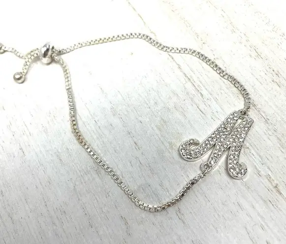“M” initial silver tone bracelet, NWOT
