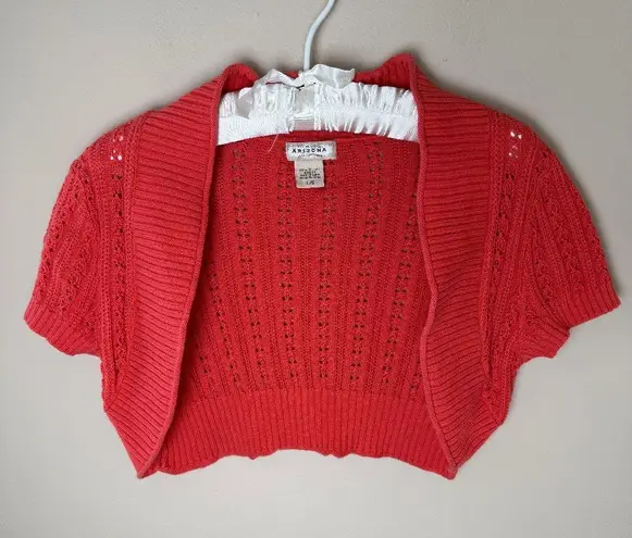 Arizona Jeans Vintage Arizona Jean Co Cardigan Sweater Womens Large Coral Crochet Top Y2K 90s