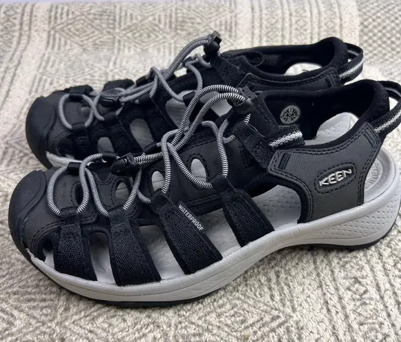 Keen Astoria West Sandal Black Gray Waterproof Hiking Bungee Outdoor Women’s 6.5