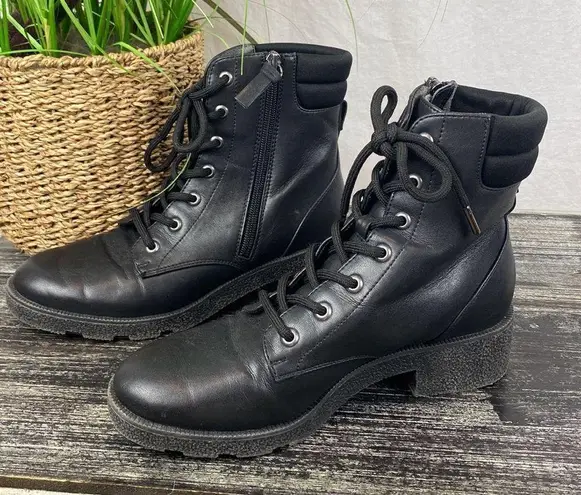 Dr. Scholls Dr. Scholl’s Black Lug Sole Tayler Lace Up Ankle Moto Motorcycle Boots 7