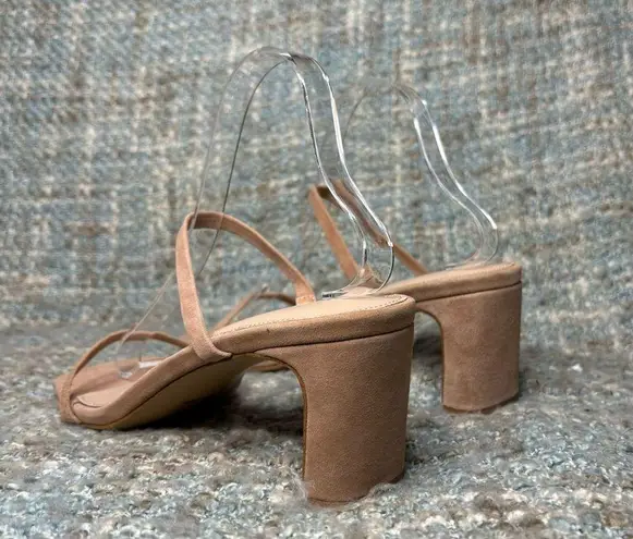 FARYL by Farylrobin Analisa Suede Heeled Sandals in Natural Tan Size 9