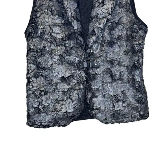 Zoe & Liv Zoe Women's Vest Open Front Collared Floral Design Sleeveless Gray Petite Small