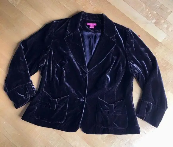 Sunny Leigh Velour Two Button Blazer, Brown, Size 18W