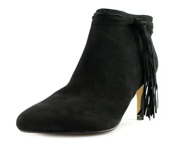 Thalia Sodi GOTH ALTA FAUX SUEDE BLACK ANKLE BOOTIE TASSEL FRINGE SHOES 6